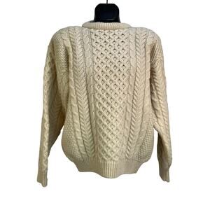 Vintage John Molloy Ivory Cable Knit Pullover Crewneck Donegal Wool Fisherman